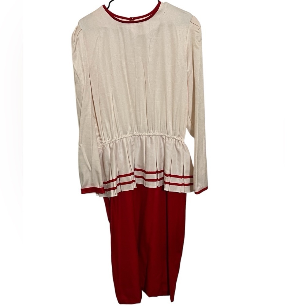 CHELSEA LTD Women's Red and White Dress  Size 16 Vintage Made in USA